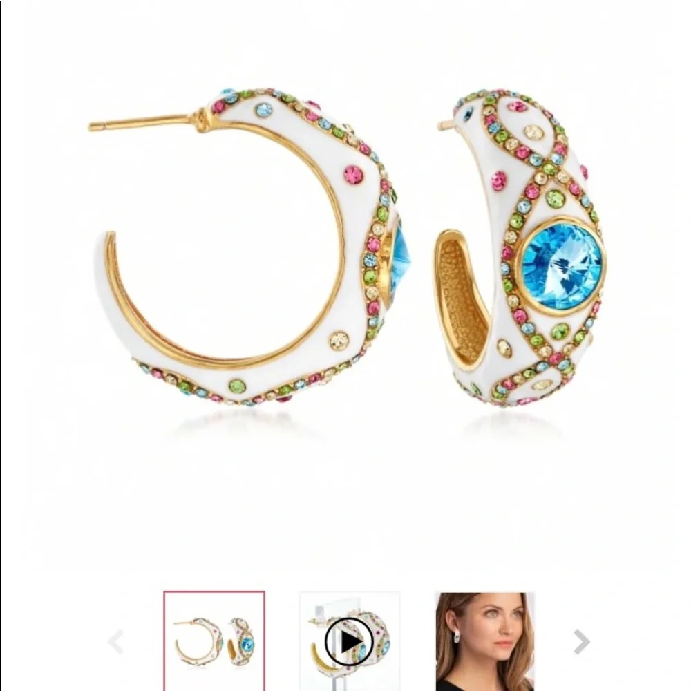 ROSS SIMONS SWAROVSKI CRYSTAL 18K GOLD OVER STERLING BRACELET EARRINGS RING - Picture 15 of 15